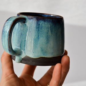 Blue ceramic mug handmade pottery gift for her mug denim blue for coffee lover gift mug with handle gift for him mug for tea or coffee image 5