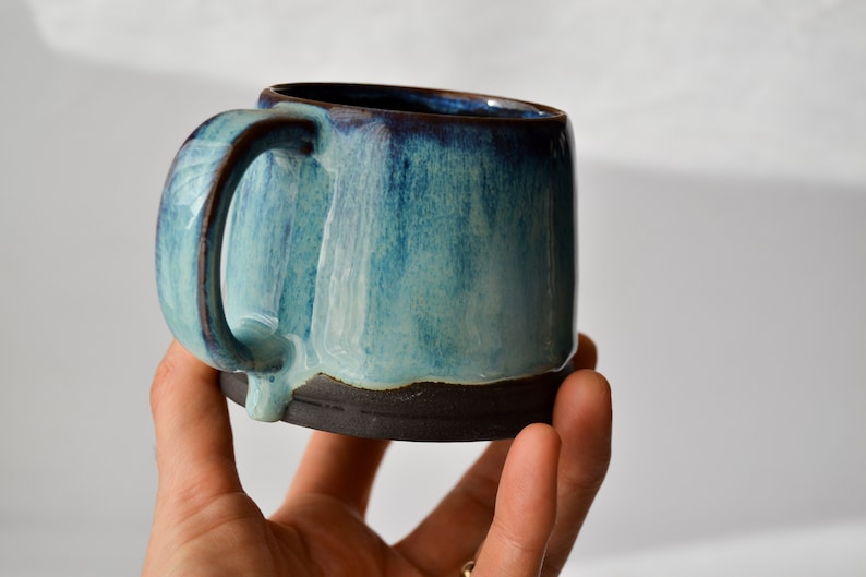 Blue ceramic mug handmade pottery gift for her mug denim blue for coffee lover gift mug with handle gift for him mug for tea or coffee image 5