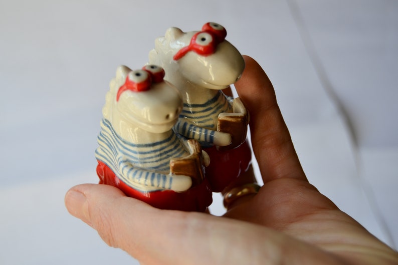 Ceramic Bibliophile Dragon Figurine with a Unique Design, Perfect Gift for Book Lovers image 6