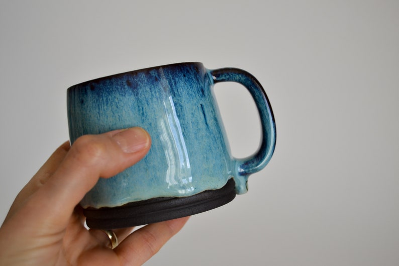 Blue ceramic mug handmade pottery gift for her mug denim blue for coffee lover gift mug with handle gift for him mug for tea or coffee image 10