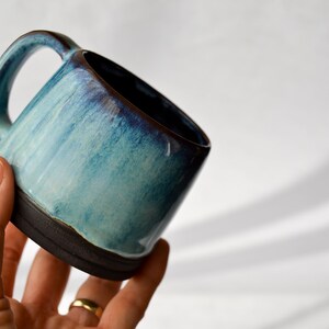 Blue ceramic mug handmade pottery gift for her mug denim blue for coffee lover gift mug with handle gift for him mug for tea or coffee image 3