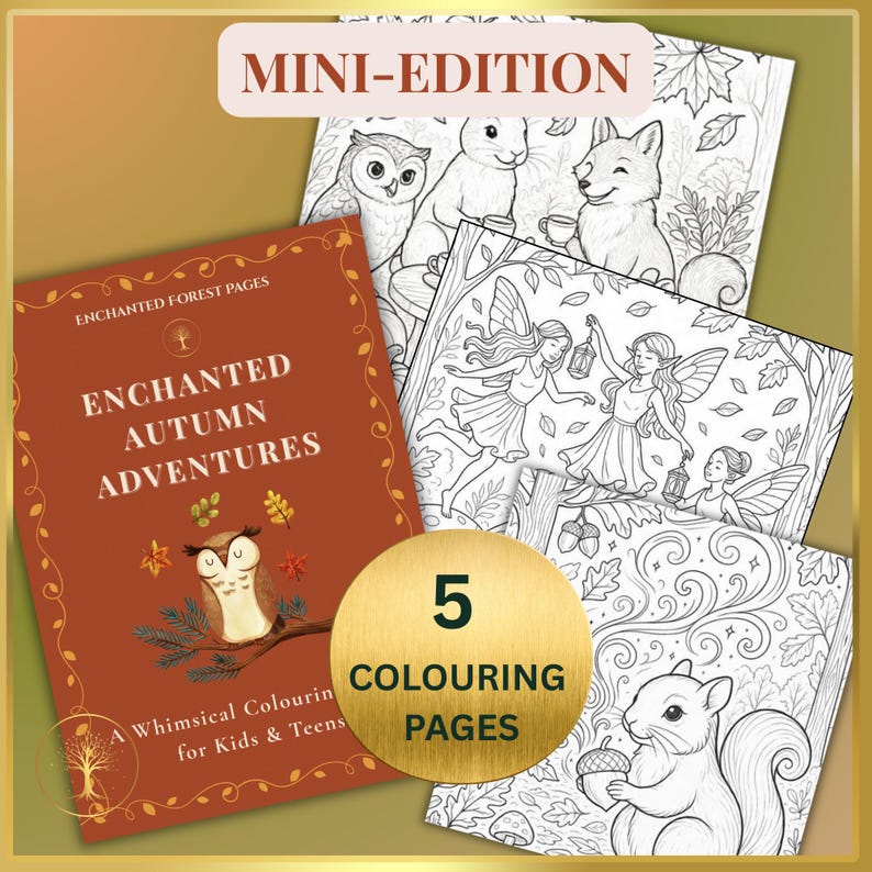 Mini Fall Coloring Book for Kids: Whimsical Fall Scenes | Digital ...