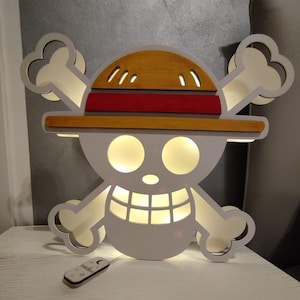 One Piece | Led Lamp | Anime Jolly Roger, anime, straw hat