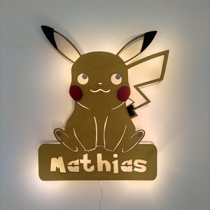Customizable Pikachu LED Lamp | Personalize with name | Night light