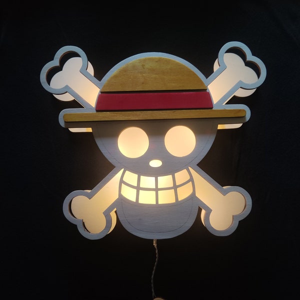 Une pièce | Lampe LED | Anime Jolly Roger, anime, chapeau de paille