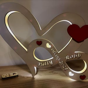 Lampada cuore infinito personalizzata con nomi e data | luce notturna camera