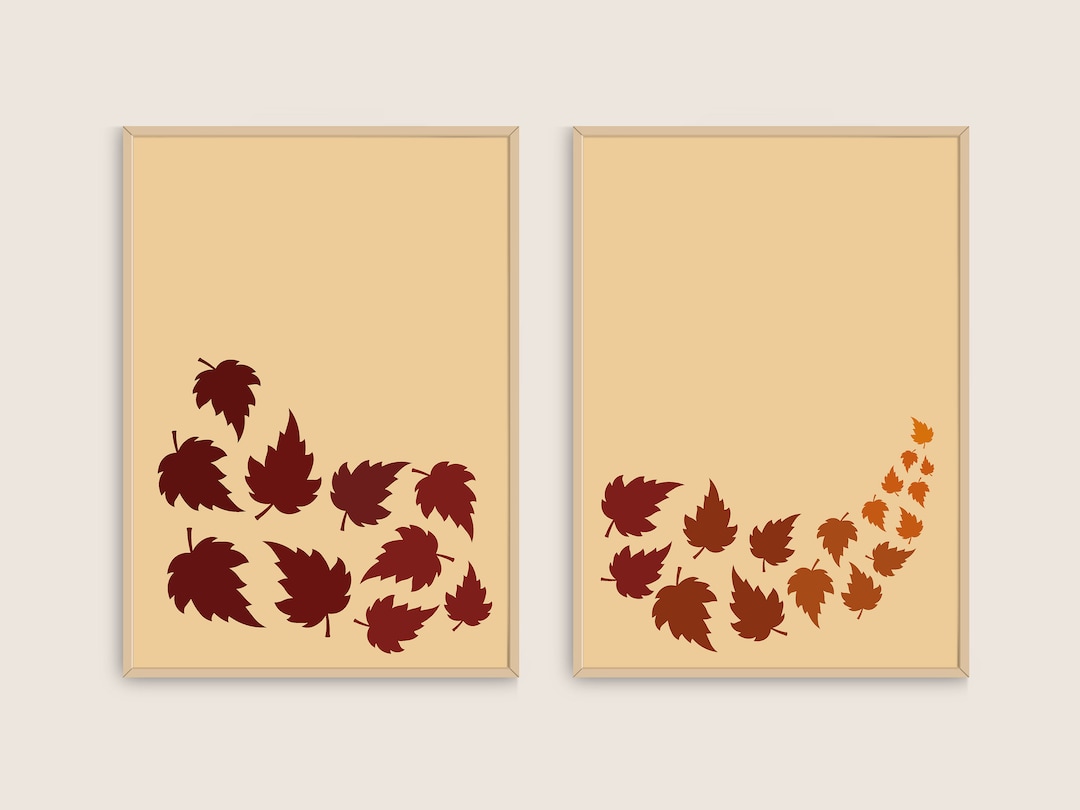 Fall Leaves Printable Wall Art Fall Wall Art Yellow Leaves - Etsy