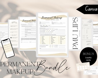 Permanent Makeup Forms Bundle, PMU Consent, Aftercare (CANVA)