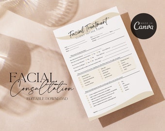 Facial Consultation Form, Editable Download