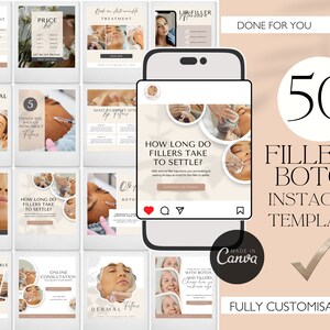 50 Filler & Botox Instagram Post Templates, Aesthetics Insta Bundle, Filler Quotes, Botox Instagram Posts, Lip Filler Bundle, Social Media