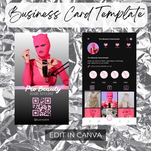 2023 Instagram Business Card, Canva Business Card Template, QR Business Card, IG Business Card, Beauty Business Card Template