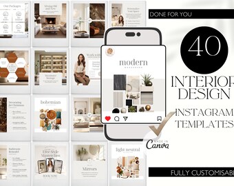 Interior designer social media templates, Instagram posts, home style posts