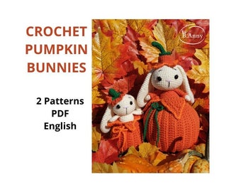 Bunny Crochet Patterns, Bunny Pumpkin Princess and Pumpkin Little Bunny, 2 Patterns, PDF English