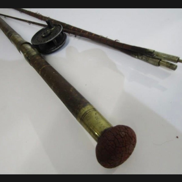 VINTAGE ANGLING, triple section split cane salmon fly rod by Eaton and Deller,fly fishing reel by Young & Son