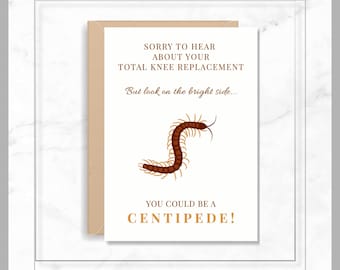 Tarjeta humorística de recuperación tras cirugía de rodilla: Reemplazo total de rodilla divertido - Imprimible