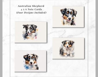 Tarjetas de acuarela de pastor australiano – Regalo para amantes de los perros (Descarga digital)
