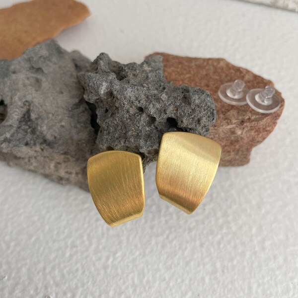 Brushed Gold Chunky Stud Earrings • Statement Elegant Earrings • Gift for Her • Mother's Day • Valentine Gift • Bridesmaid Gift