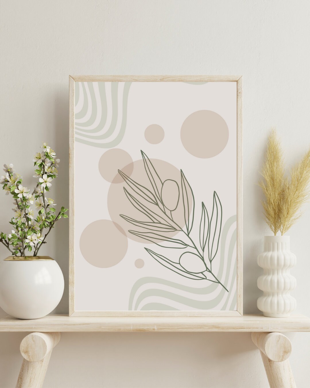Boho Wall Art Print Set of 3 Mid Century Art Print Set of 3 Neutral