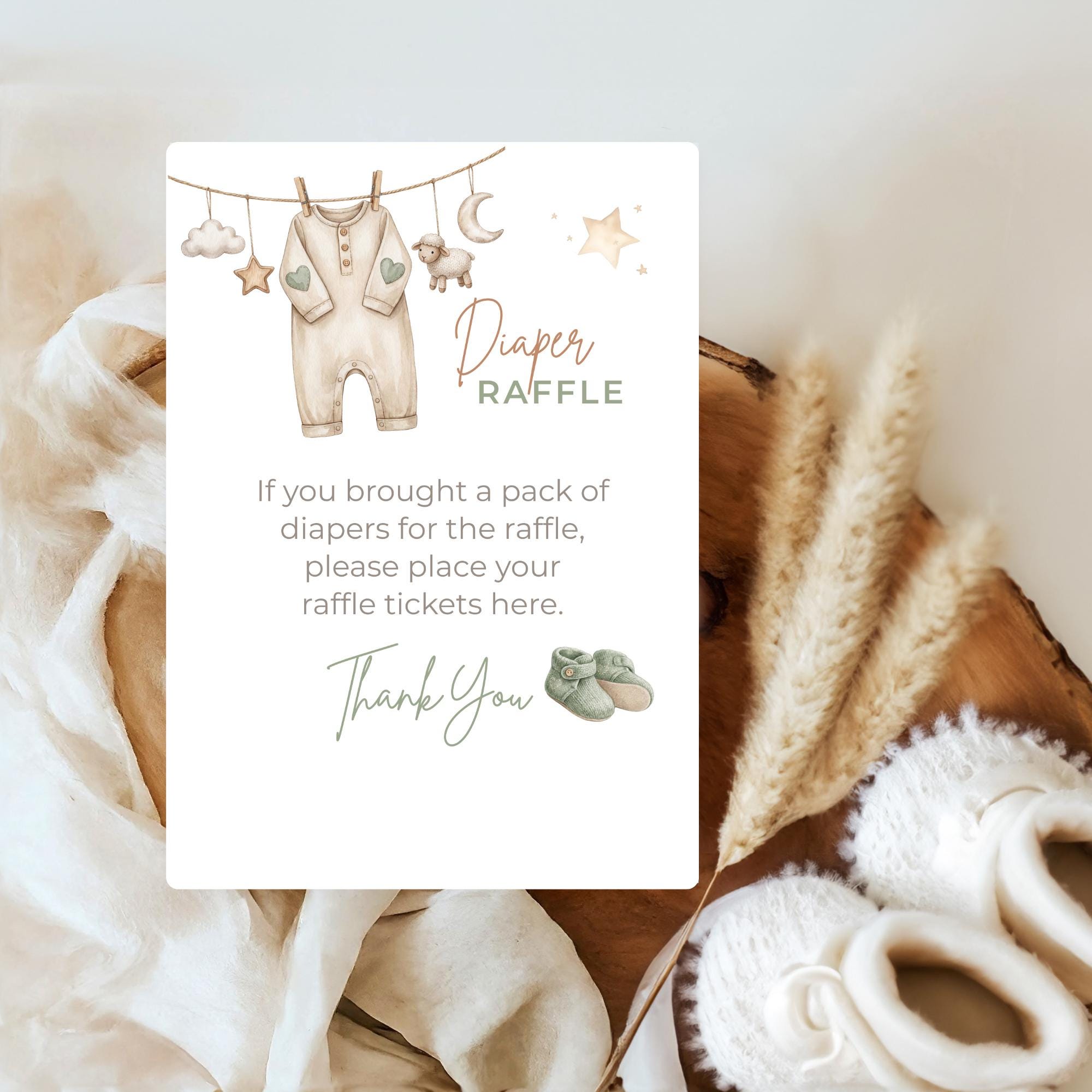 Clothes Line Raffle Diaper Raffle Sign Baby Shower Clothesline Theme Editable Canva ...