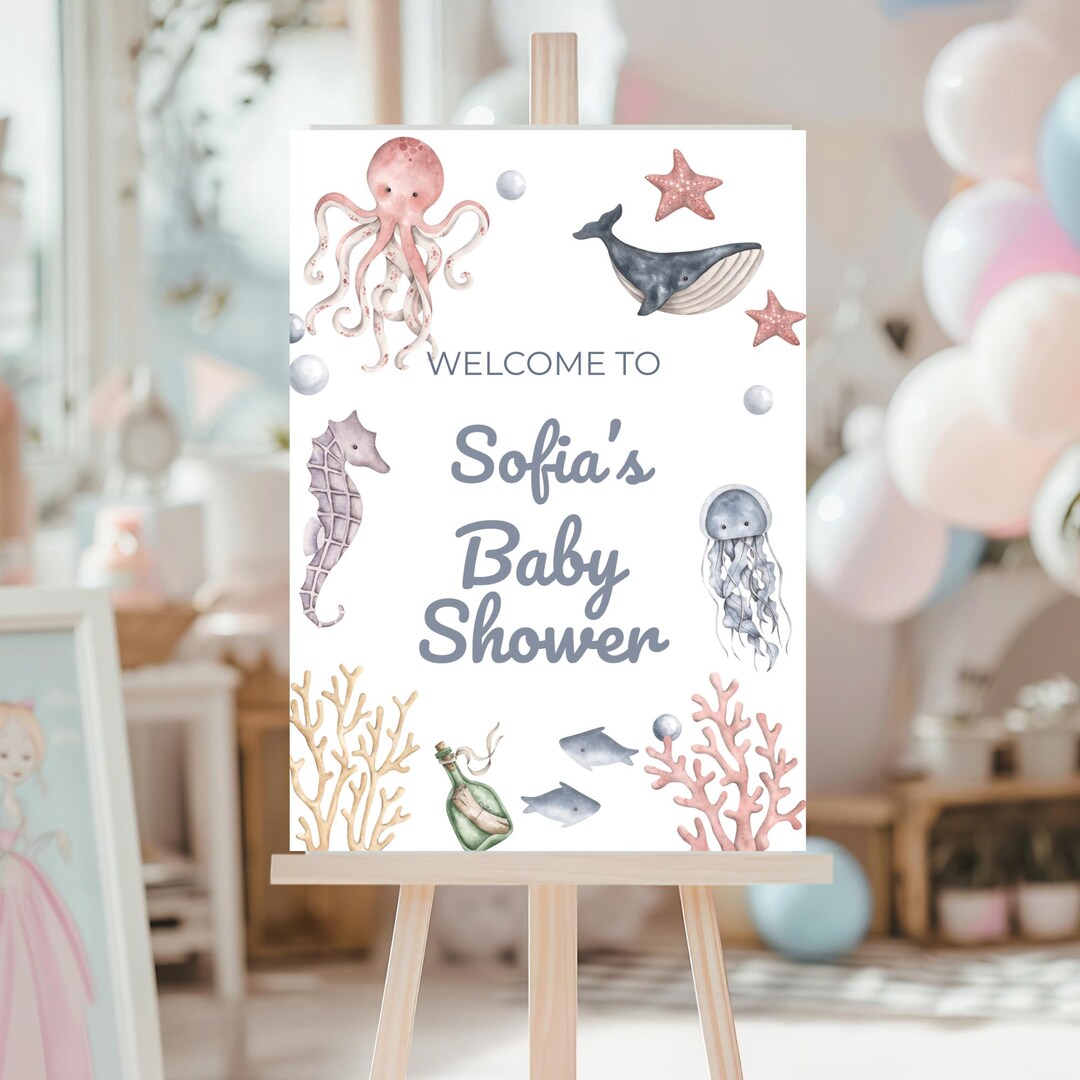 Sea You Soon Welcome Sign, Coastal Baby Shower Decor, Ocean Theme ...