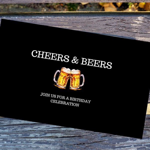 Facebook Event Page Banner, Cheers & Beers Birthday Invitation, Facebook Event Cover Birthday, Men's Birthday, Instant Download. FB15c