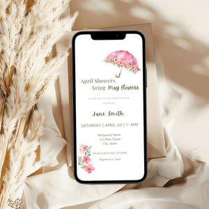 Customizable April Showers Baby Shower Invite - Bring May Flowers - Digital Download - Perfect for Spring Celebrations. d55.02