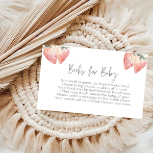 Erdbeerbücher für Babykarte | Buch für Baby | Erdbeer-Babyparty | Babybuch Wunsch | Erdbeer-Babyparty. D25c.1