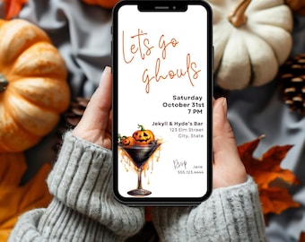 Editable Ghouls Night Out Evite | Spooky Girls Night | Pumpkin Girls Night Invitation |Digital Halloween Invitation. Spooky Evite. D35.59