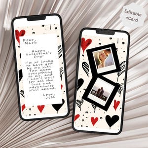 Bewerkbare Valentijnsdag-e-kaart | Aanpasbare romantische kaart | Foto's toevoegen | Direct downloaden | Gepersonaliseerde Valentijn voor hem of haar. d42.07