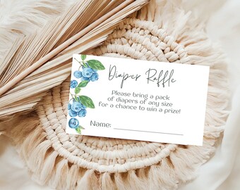 Blueberry Baby Shower Windel Lotterie-Los (bearbeitbare Canva-Vorlage). D25
