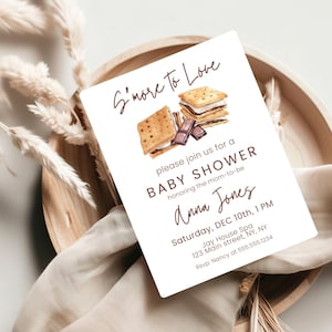 S&#39;more To Love Baby Shower Invitation, Gender Neutral Invite, Rustic Campfire Theme,  S&#39;mores Baby Shower Invite, Adding S&#39;more Love. d39.04