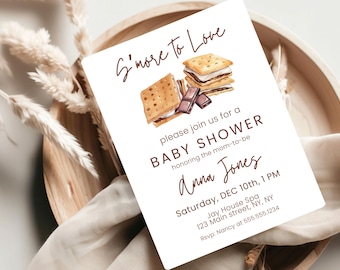 S&#39;more To Love Baby Shower Invitation, Gender Neutral Invite, Rustic Campfire Theme,  S&#39;mores Baby Shower Invite, Adding S&#39;more Love. d39.04