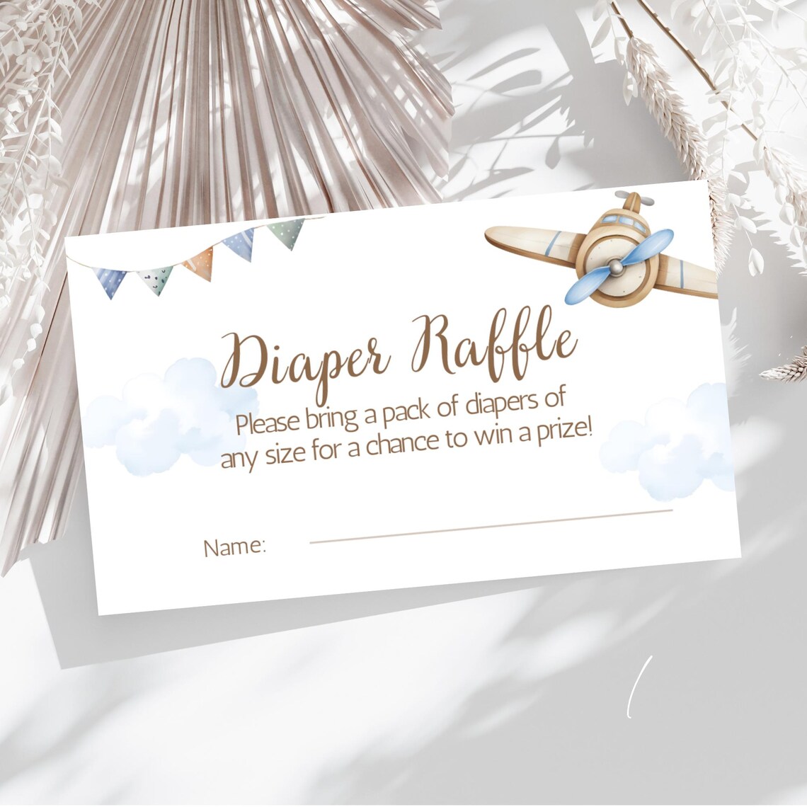 Landing Soon Baby Shower - Diaper Raffle. Theme With Airplane. Diaper ...