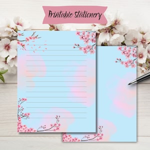 Papel de carta para impressão floral, folha de linha, papel de carta para impressão floral, papel de escrita para impressão, conjunto de escrita de cartas