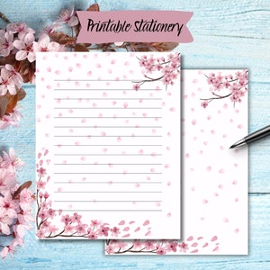 Papel de carta imprimible floral, hoja de línea, papel de carta imprimible floral, papel de escritura imprimible, conjunto de escritura de cartas