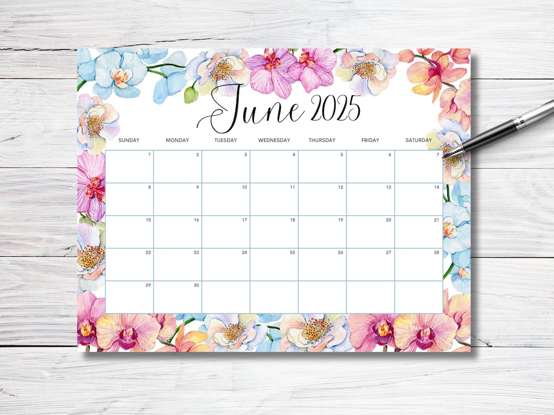 EDITABLE June 2025 Calendar, Beautiful Spring Wall Calendar, 2025 ...