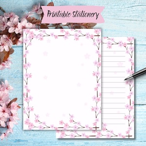 Papel de carta para impressão floral, folha de linha, papel de carta para impressão floral, papel de escrita para impressão, conjunto de escrita de cartas