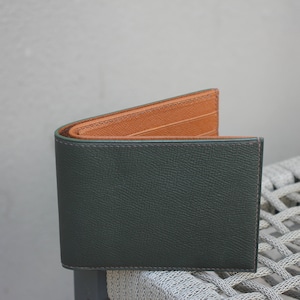 Cartera de cuero hecha a mano, cartera verde militar, cartera plegable, cartera Epsom, cartera a medida, el mejor regalo para él