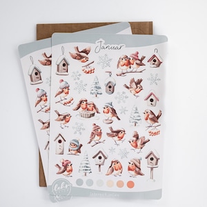 Winter Chirping – Feuille d’autocollants de janvier