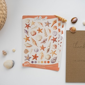 Hoja de pegatinas de conchas y estrellas de mar – ¿Concha nosotros?