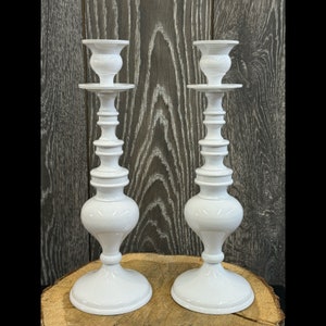 Tall white sale candlesticks