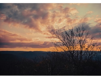 Dusk Silhouettes - Sunset Twilight Over the Mountains - Atmospheric - Seasonal Landscape Photography Print Wall Art Decor Poster