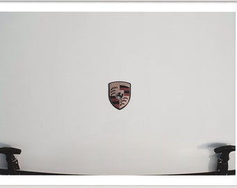 Classic Porsche Carrera Eminent: Artistic Close-Up with American Flag Backdrop - Poster 1/3 Retro Minimalist Art Print