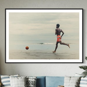 Fine Art Print - Beach Fussball, Fussball Poster - Küsten Kunst für Sportliebhaber, Sport Dekoration, Fussball WM, Fussball, futball