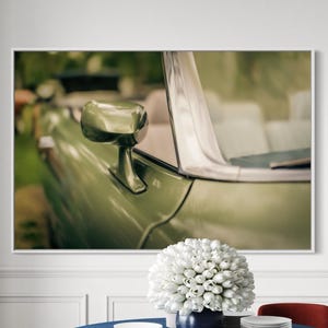 Fine Art Print - 1970s Cadillac Eldorado Mirror, Vintage American Car Wall Art, Green Classic Car Poster by Gil Stunner, Americana Decor
