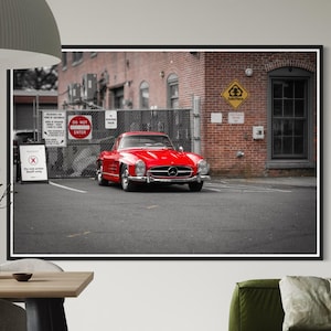 Fine Art Print - Vintage Mercedes Benz 300SL Gullwing Wall Art, bedroom Decor, gifts for him, gift for dad, father day, housewarming gift