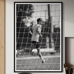 Fine Art Print - Black and White Soccer Wall art, Blurred Goal player motion poster, for boys room decor, football, Bedroom Decor, Gift