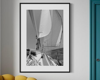 Black and White Sailboat Wall Art - Nautical Photography Print for Coastal Decor- Captivating Wall Art - Modern Elegant