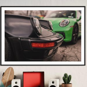 Fine Art Print - Black Green Porsche 911 Photo, Vintage Classic Car Wall Art, garage decor, poster, large prints, gift for him, 992 Carrera