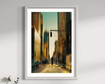 Urban Dawn - City Street at Sunrise Photography Print - Serene Morning Wall Art Poster Print